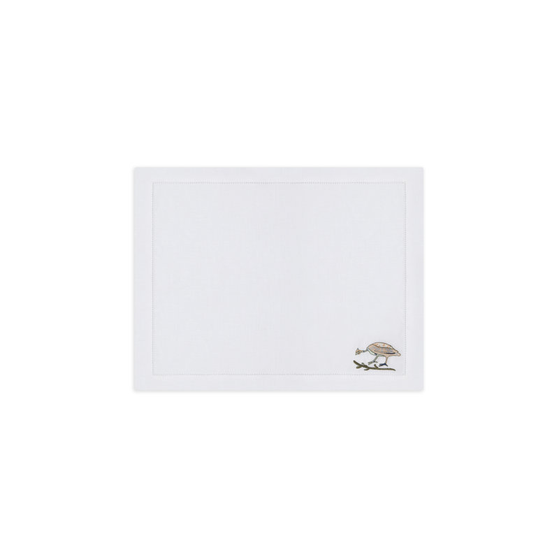 Bird Motif Embroidered Linen Placemats