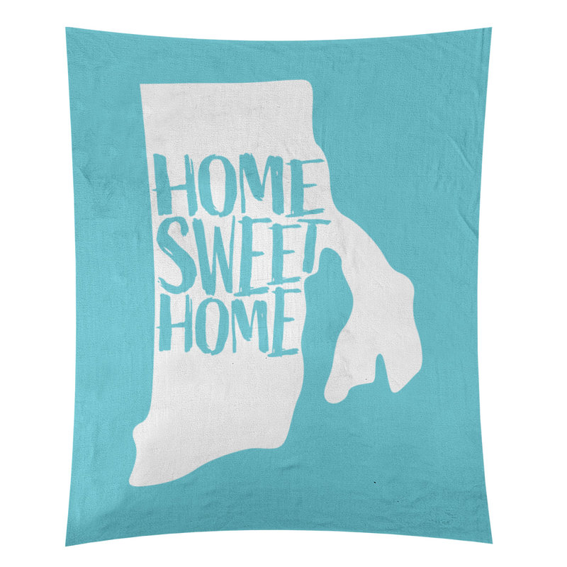 Tapisserie murale Home Sweet Rhode Island, H 104 po x l 88 po, Bleu sarcelle