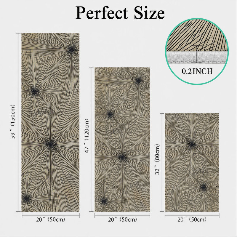 Tapis de cuisine lavables antidérapants Starburst