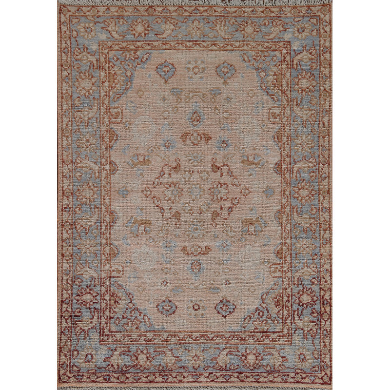 Geometric Oushak Turkish Wool Rug 3x4
