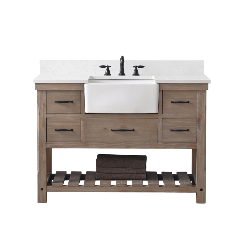 Curiel 48" Single Bathroom Vanity, Weathered Natural/Matte Black