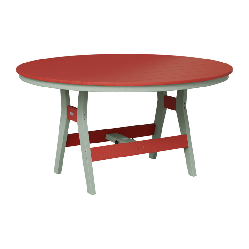 Harbor Outdoor Round Dining Table, Seafoam, 30.37" H x 60" W x 60" D, Scarlet Red