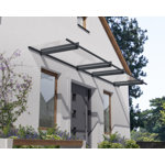 Palram - Canopia Nancy 3' D Acrylic Galvanized Steel Slope Stationary Door and Window Awning Gray/Clear