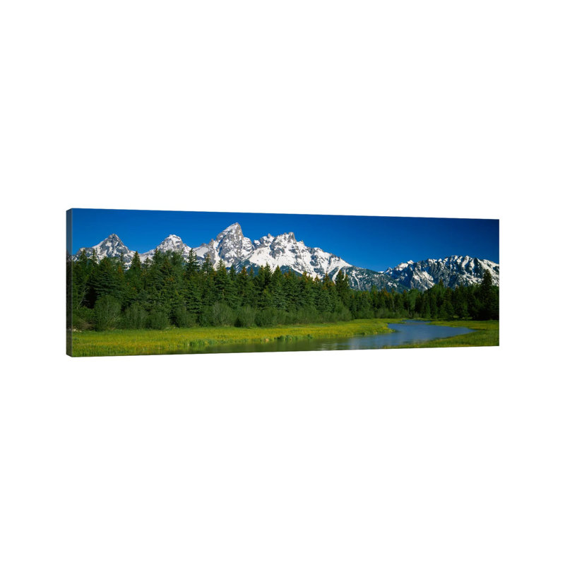 Mountain Landscape, Teton Range, Grand Teton National Park, Wyoming, USA by Panoramic Images - Wrapped Canvas Panoramic Gallery-Wrapped Canvas Giclée