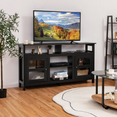58 Inch TV Stand with 2 Cabinets for Flat Screen TVs up to 65 Inch