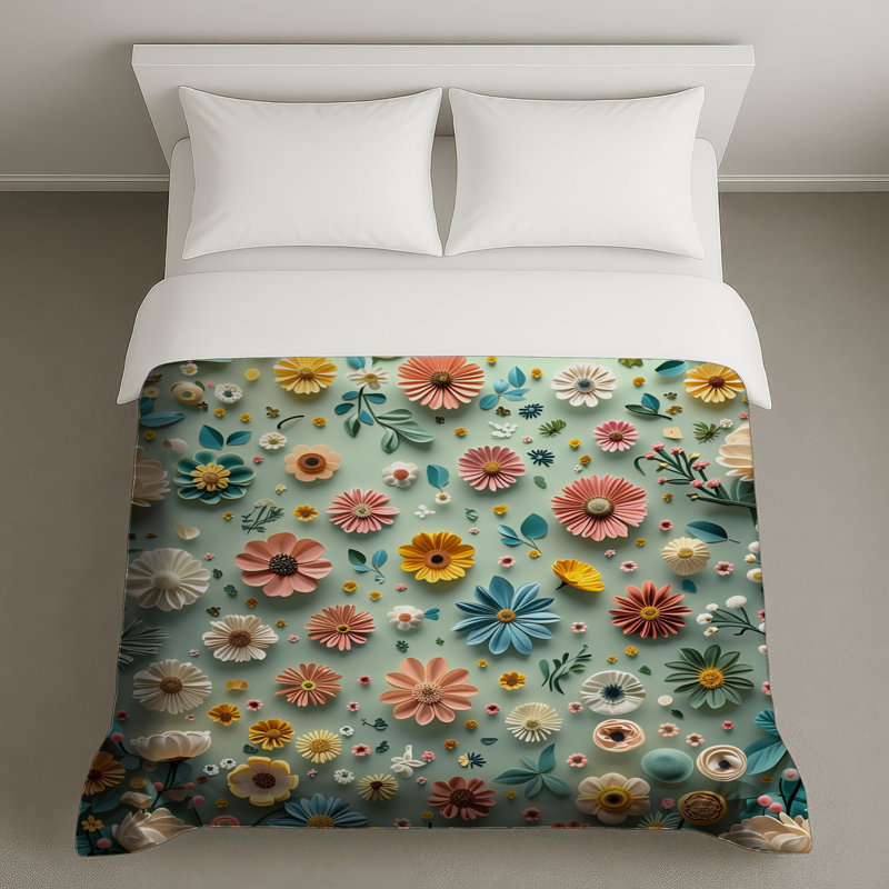 Housse de couette à motif floral Boho, Grand lit