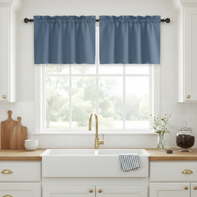Polyester Blackout Rod Pocket Valance (Set of 2)