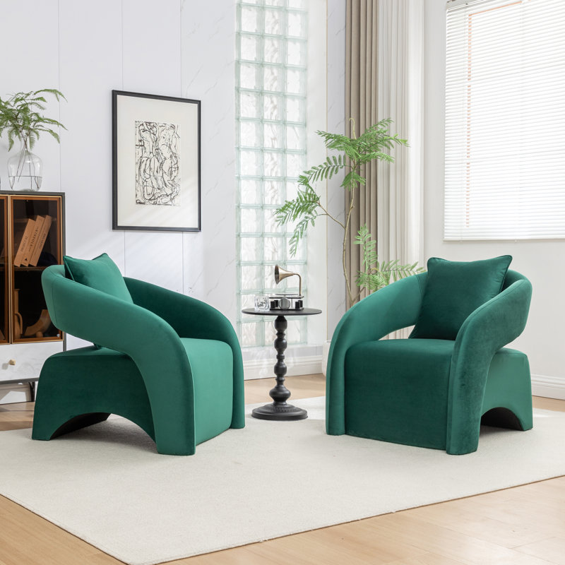 Pinette Upholstered Armchair, Dark Green