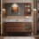 Armoire de salle de bain sur pied de style médiéval