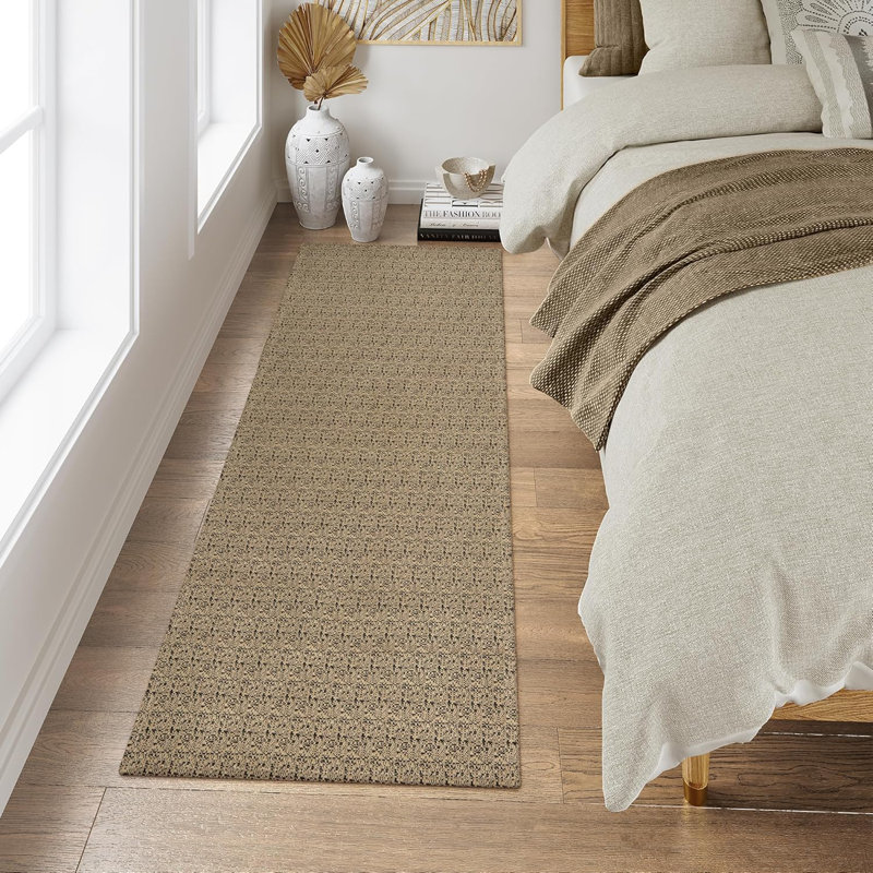 Cotton Woven Anti-Slip Washable Area Rug - Cozy Durable Design for Living Room, Bedroom, or Kitchen Decor, Brown