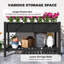 Lit surélevé pour jardin, 47 po x 22 po x 31,5 po Boîte à fleurs surélevée en bois avec tablette de rangement, trous de drainage et doublure, noir-1495457952