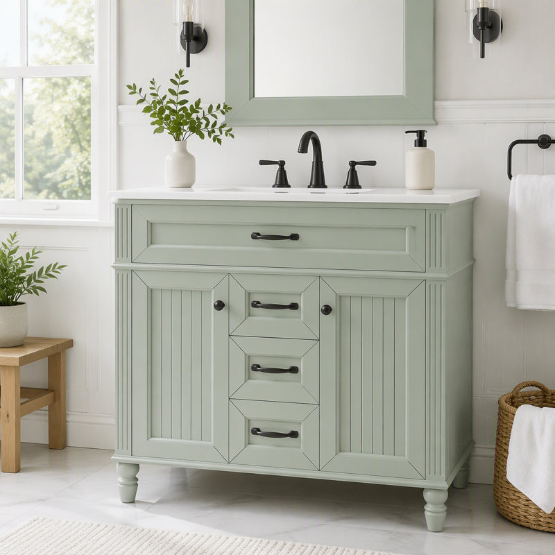 Meuble-lavabo 36 po avec lavabo et rangement de qualité supérieure, Green