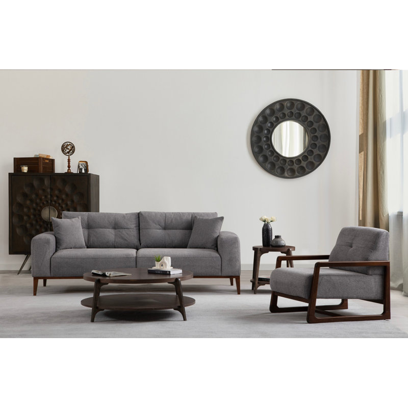 Amarande Stylish 3-Seat Sofa-Bed, Light Grey Fabric, 88.6 x 36.2 x 29.5 inches | Durable Beech Wood & Chipboard Frame, 100% Polyester | Turnable Back Mechanism, Dry-Cleanable, Portable Cushions | Perfect for Living Room & Guest Room