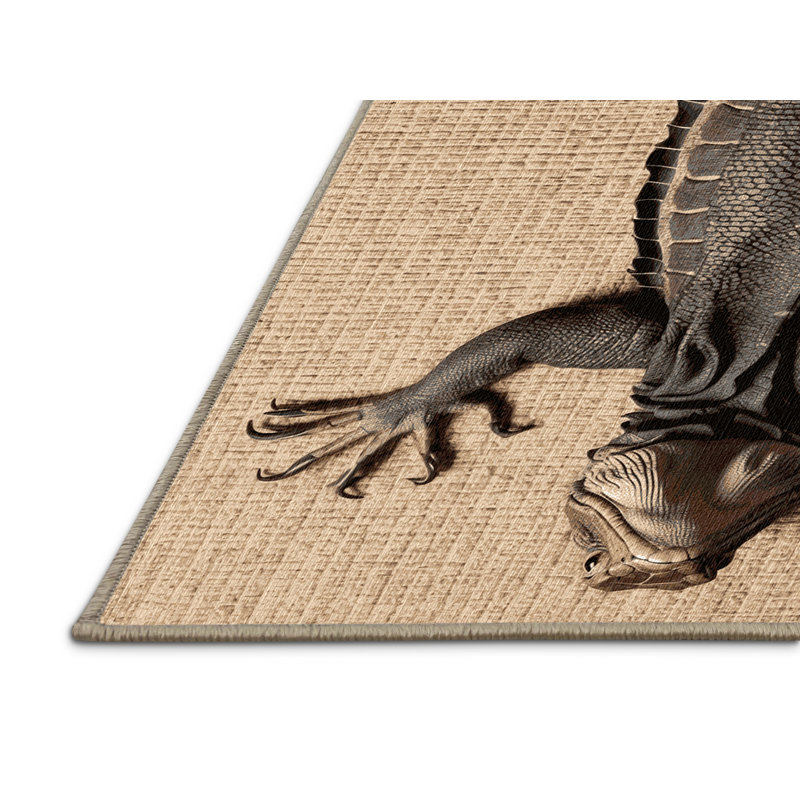 Washable Monitor Lizard Wildlife Area Rug, Rectangle 4' x 6'