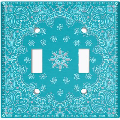 Teal Paisley Bandana Circle White Tile 2-Gang Toggle Light Switch Wall Plate -  WorldAcc, F-T2-TIL051