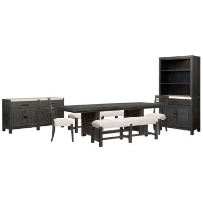 Table de salle à manger rectangulaire avec 2 bancs et 2 chaises d'appoint