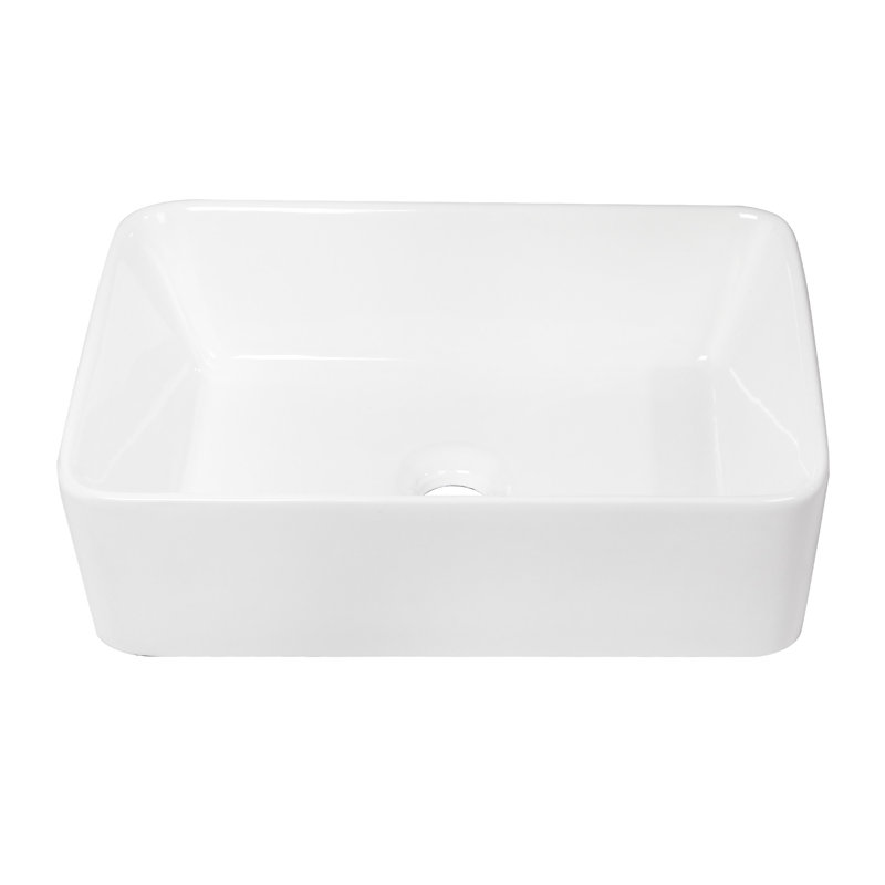 Évier de salle de bain rectangulaire en céramique blanche L 19 po x l 15 po COUOKO