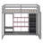 Wood Loft Bed With Wardrobe, Shelves And Cabinet-773072453-773072452