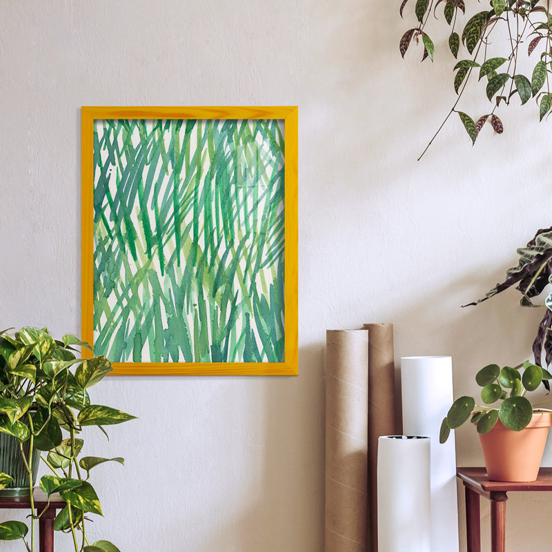 Just Grass I - imprimé, H 15 po x l 12 po x P 1 po, Papier encadré en jaune