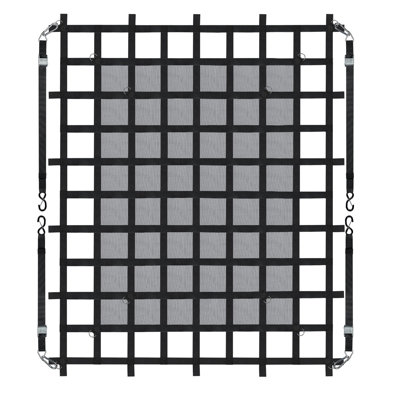 Cargo Net, 72 in x 57 in, Heavy Duty Truck Cargo Net for Truck Bed, 4 Adjustable Straps with Carabiners & S-Hooks, Wear-resistant & Weather-proof, Suitable for Pickup, Truck, Jeep, SUV, Boat