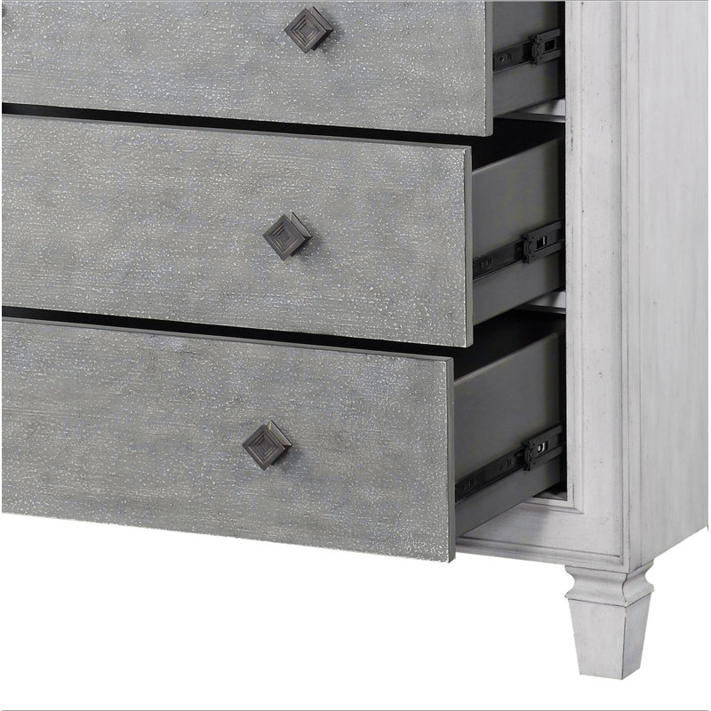 Commode Katia gris rustique et blanc vieilli