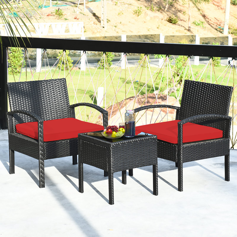 Pendrick 2 - Person Patio Conversation Sets with Cushions, Red