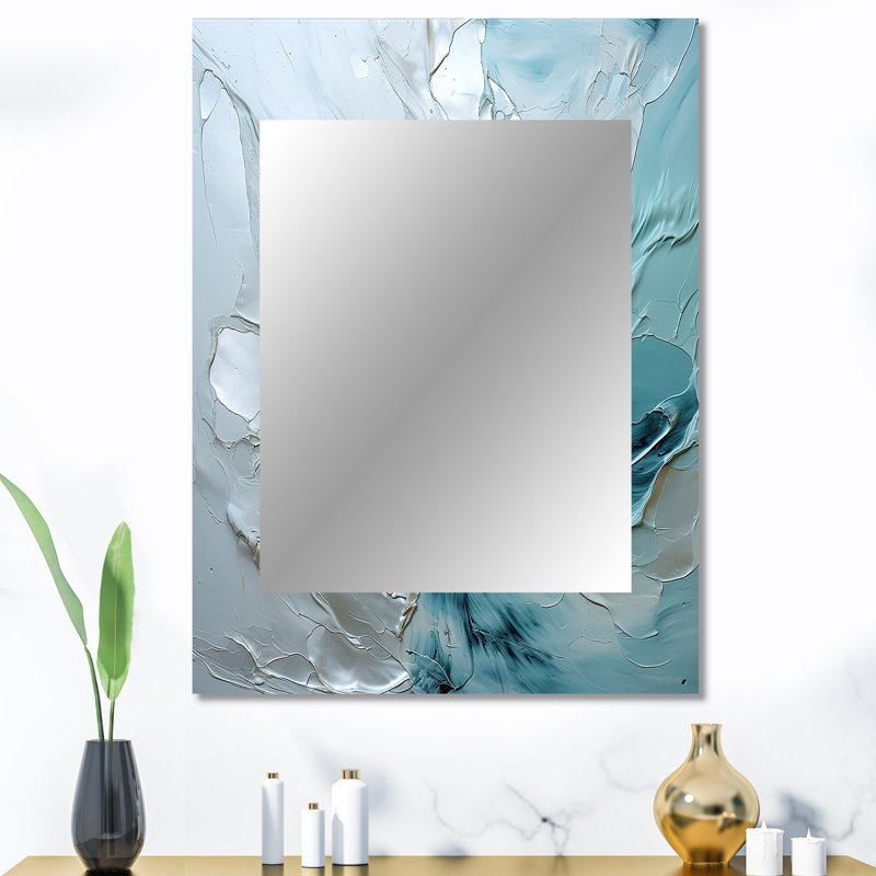 Silver Shimmer - Miroir mural décoratif, art moderne imprimé en métal, 40 po x 30 po