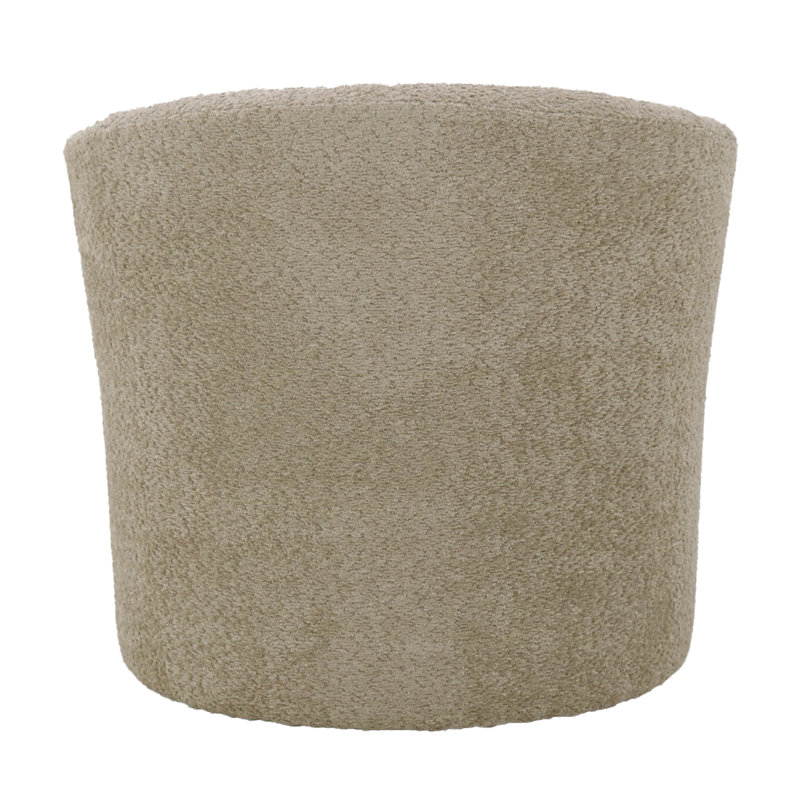 Upholstered Swivel Barrel Chair, Beige Polyester Blend
