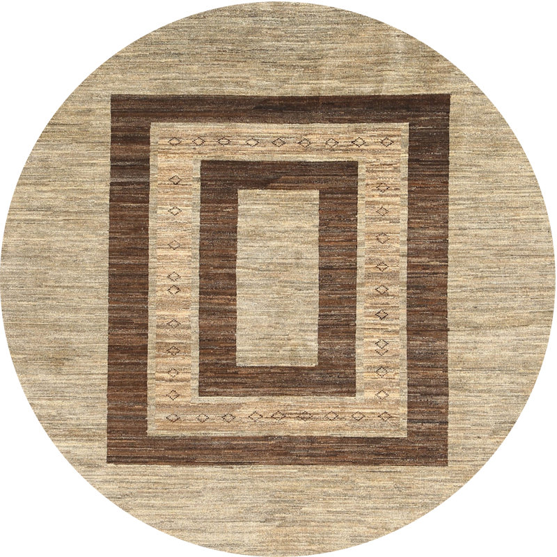 Tapis contemporain brun / gris, Rond 5 pi