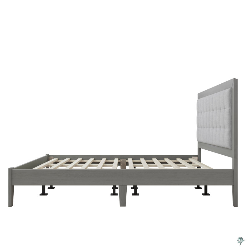 Solid Wood Platform Upholstered Headboard Bed