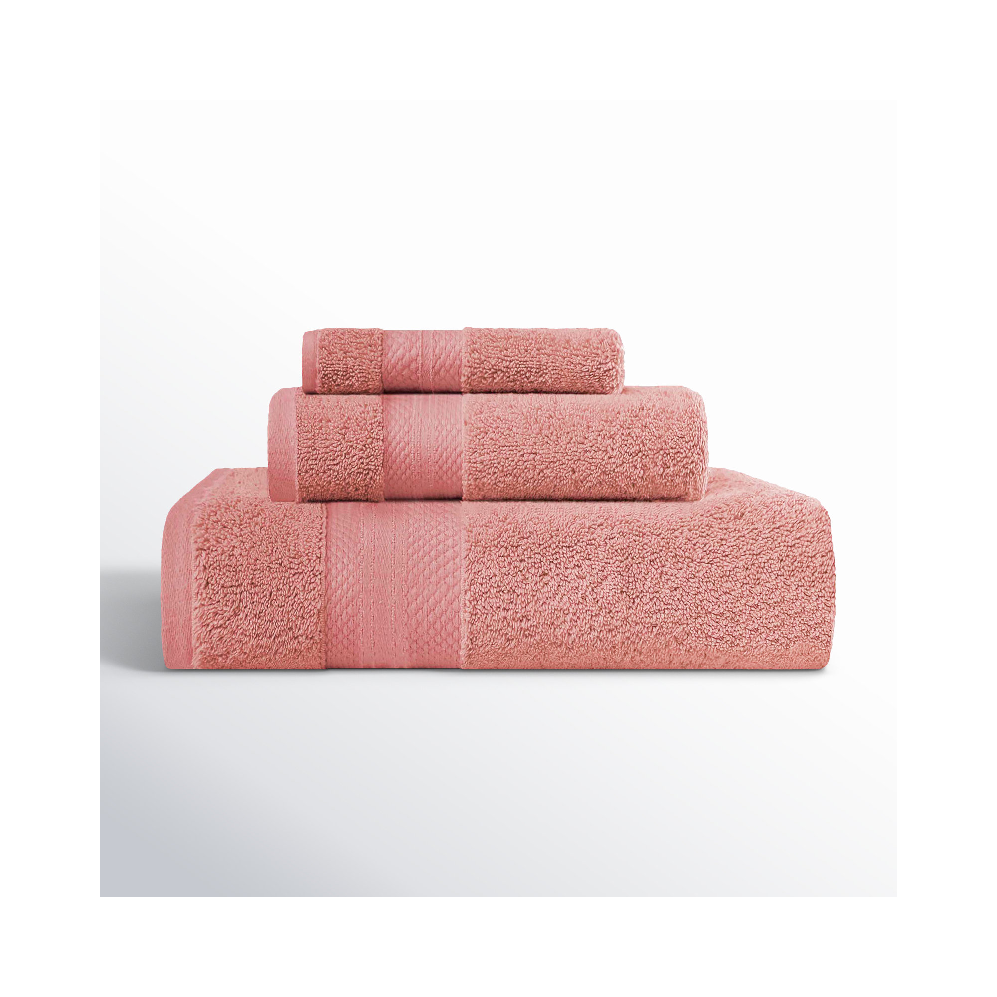 Finnian Ultra-Plush Heavyweight, 100% Turkish Towel Collection, Coral Pink, 3 Piece Towel Set