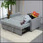 Canapé-lit convertible moderne 3 en 1 avec canapé-lit, canapé-lit convertible, futon bleu clair avec 2 coussins et poches de rangement latérales, dossier réglable en velours, pour le salon