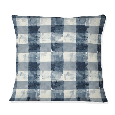 Blue White Gingham - Modern Throw Pillow