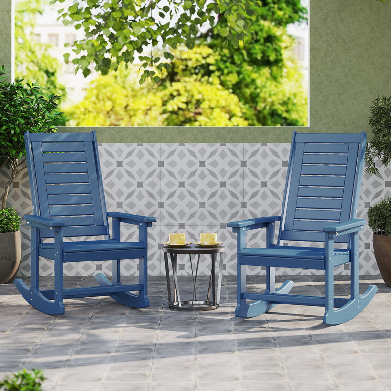 Hdpe Outdoor Rocking Chair (Set Of 2), Blue