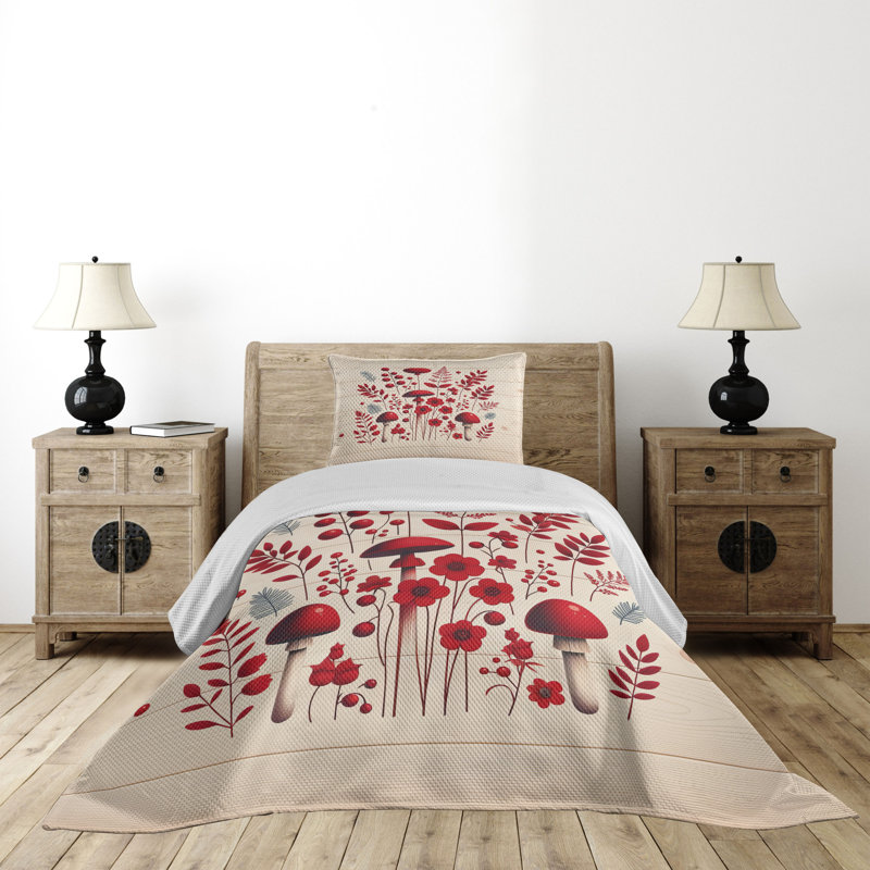 Polyester Floral Coverlet, Twin Coverlet + 1 Standard Shams