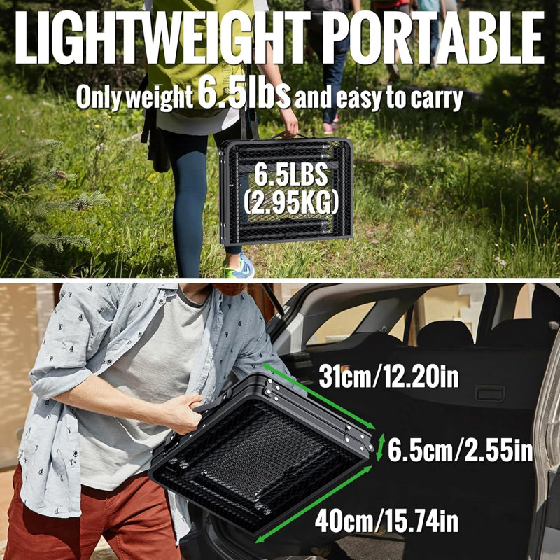 Capacité maximale de 180 lb, 3 tables de camping à hauteur réglable avec plateau de table résistant à la chaleur