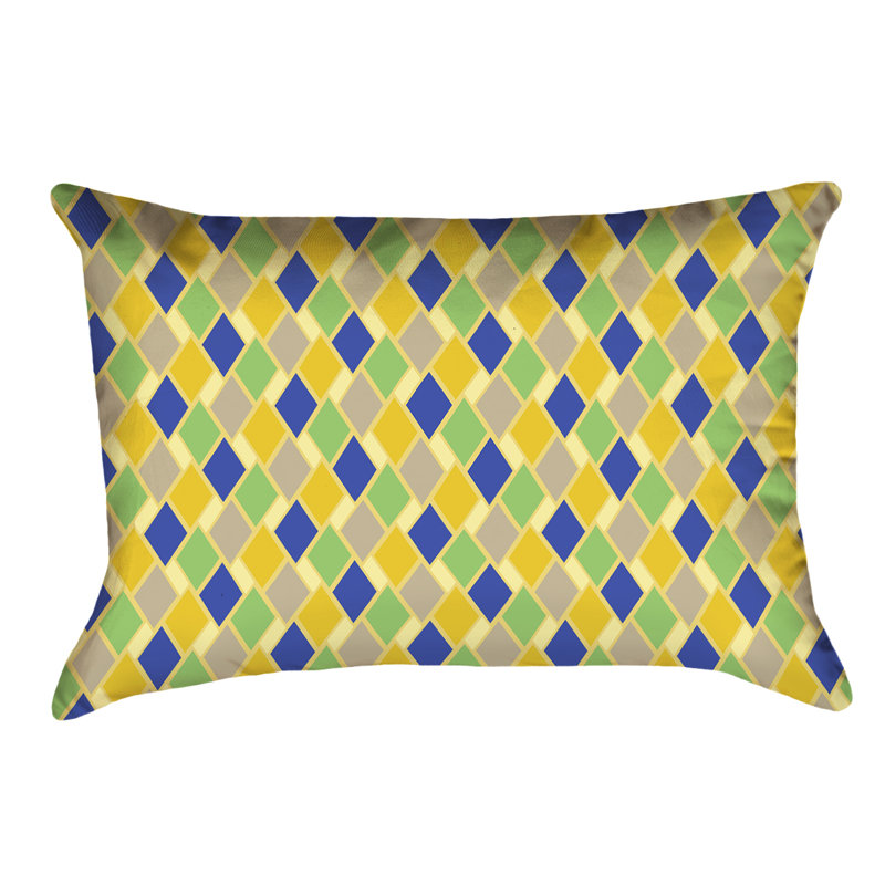 Coussin lombaire intérieur / extérieur Katelyn Elizabeth, Jaune / Bleu