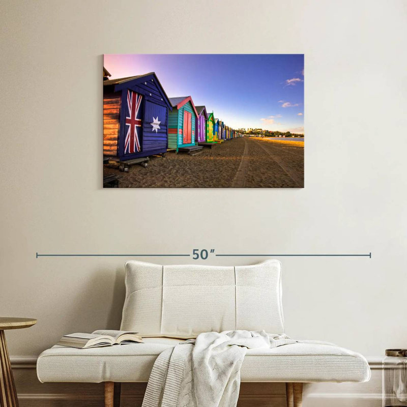 Lilie Multicolored Brighton Beach Huts, 24" H x 36" W