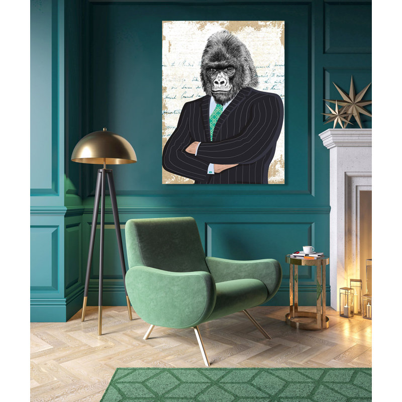 Distinguished Boss Gorilla by Matt Spencer - Wrapped Canvas Print, 100cm H x 70cm W x 4cm D