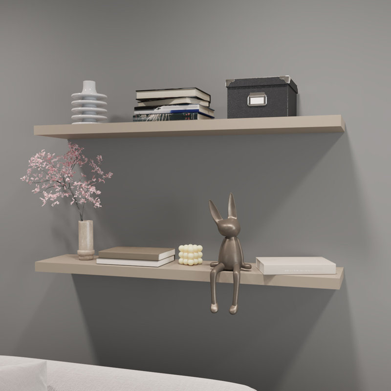 Floating Shelf Lyle, Living Room, Pine, Light Gray, 1.5" H x 47.3" W x 9.8" D