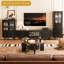 Meuble télé rétro en bois massif noir-2119908487