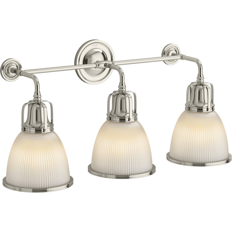 Hauksbee Three-Light Bell Sconce, Gold, 13.62" H x 28.12" W x 9.62" D