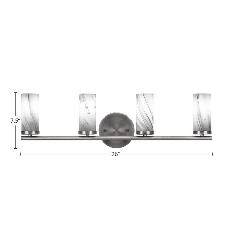 Armir 4 Light Bath Bar Shown With 2.5” Onyx Swirl Glass, Graphite