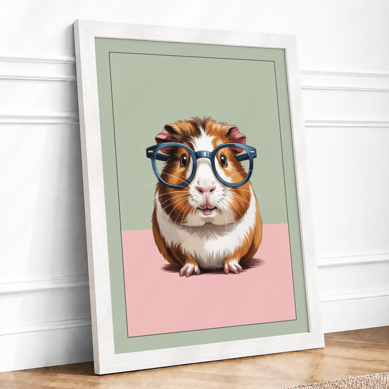 Guinea Pig In Shades Modern - Print, A4 - 29.7 x 21.0 cm, White
