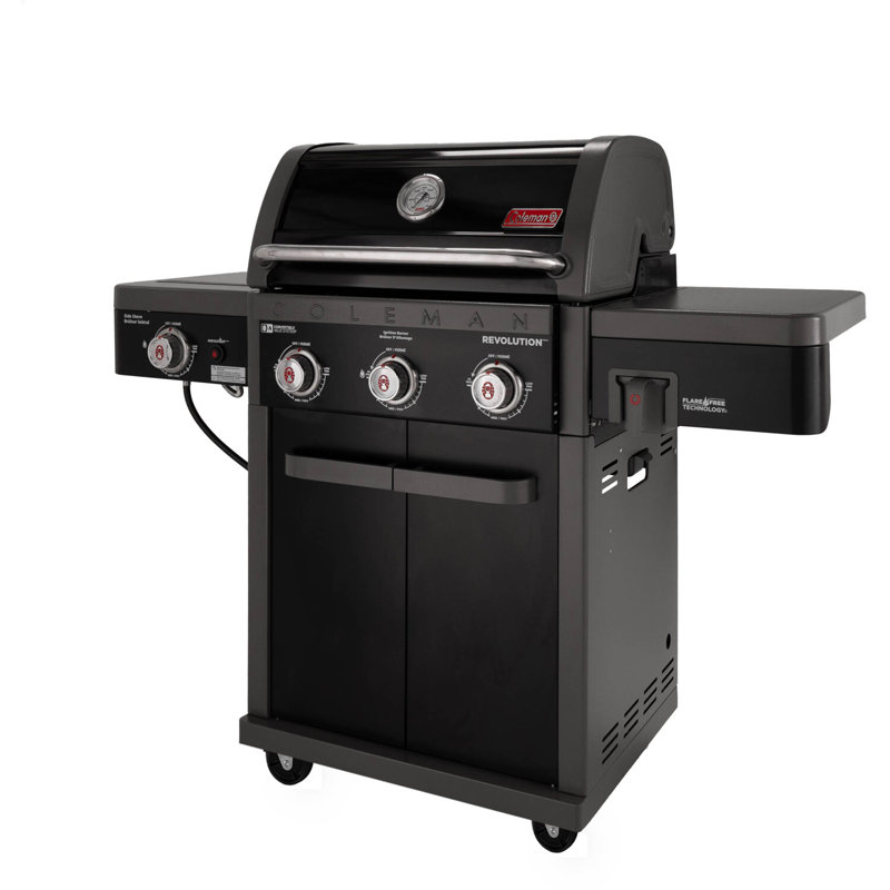 Barbecue au gaz à 3 brûleurs 45 000 BTU Coleman Revolution, brûleur latéral, 650 pieds carrés Po Surface de cuisson totale