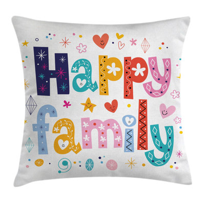 Happy Family Floral Square Pillow Cover