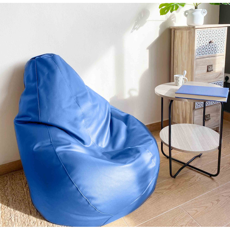 Faux Leather Bean Bag Chair & Lounger, Light Blue, 100cm H x 80cm W x 80cm D
