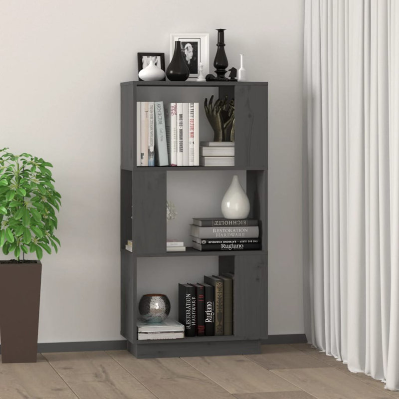 Gentree 101cm H x 51cm W Solid Wood Etagere Bookcase, Grey