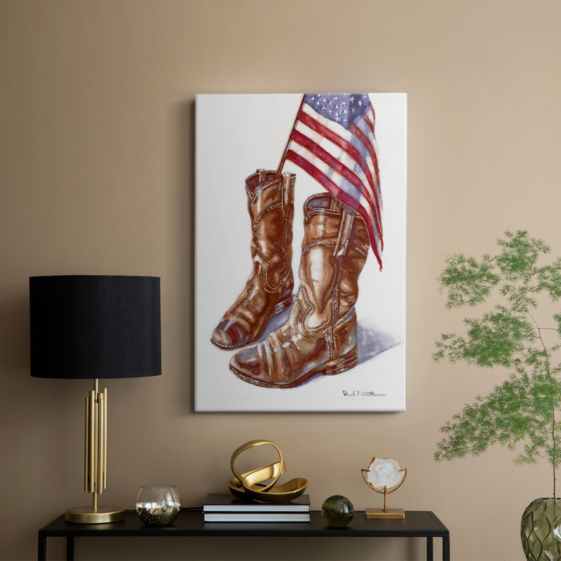 Bottes de cowboy I -Galerie enveloppée Cavas, H 12 po x l 8 po