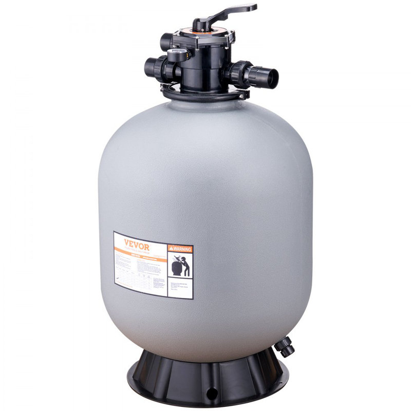 Filtre à sable, 24 pouces, débit jusqu'à 65 GPM, système de filtre à sable pour piscine hors-terre avec valve multi-ports à 7 voies, filtre, lavage à contre-courant, rinçage, recirculation, déchets, hiver, fonctions fermées